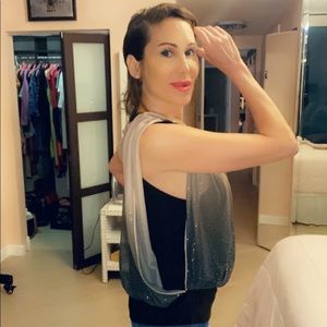 NWT gold sparkly short sleeve blouse with tank top